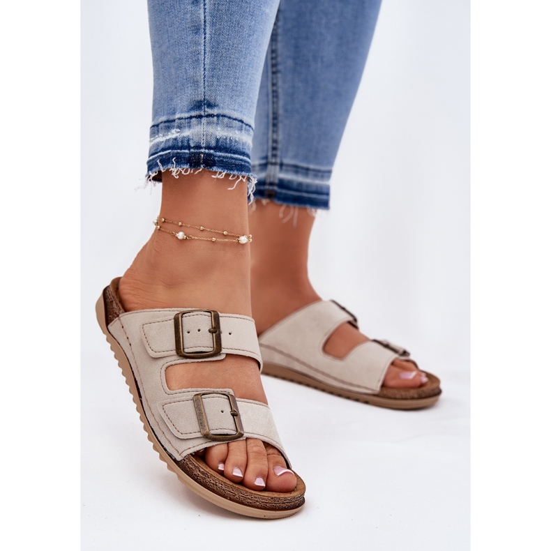 Kvinnors profylaktiska flip flops inblu AA000068 beige 2