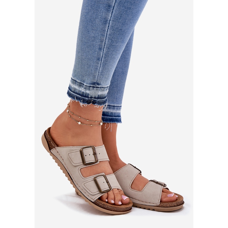 Kvinnors profylaktiska flip flops inblu AA000068 beige 1