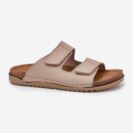 Kvinnors läder tofflor inblu aa0005g beige 4