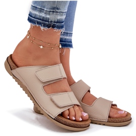 Kvinnors läder tofflor inblu aa0005g beige 6