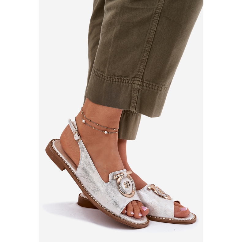 S.Barski Eleganta sandaler med plattklackad prydnad S. Barski KV51-003 Silver silver- 1