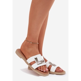 Kvinnors platt flip flops med dekorativ detalj Artiker 56C1334 White vit 1