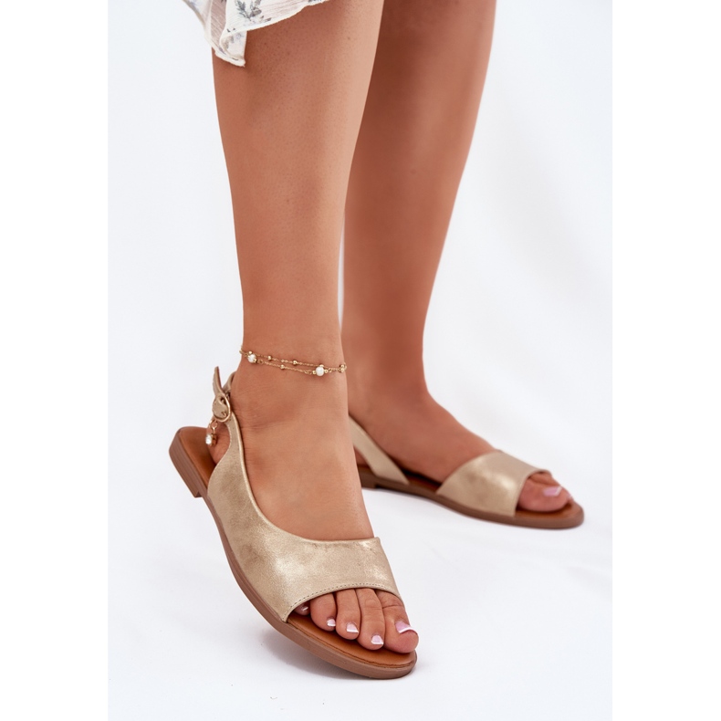 EVento Flat -hanterade kvinnors sandaler guld gyllene 2
