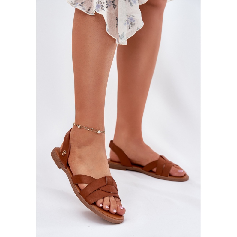 EVento Camel's Flat Sandals med Eco Leather Eco Leather brun 2