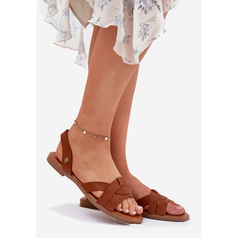 EVento Camel's Flat Sandals med Eco Leather Eco Leather brun 1