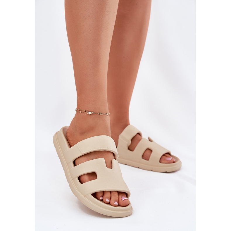 EVento Kvinnors skum flip flops beige 2