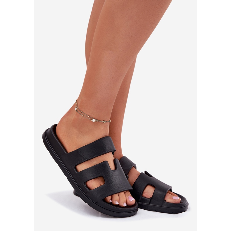 EVento Kvinnors skum tofflor svarta 1