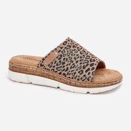 Kvinnors flip flops leopard brun 4