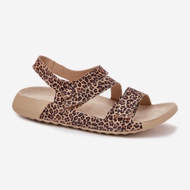 Kvinnors lädersandaler Zazoo K1004 Leopardtryck brun 4