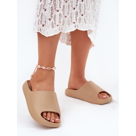 Kvinnors skum flip flops mörk beige 2