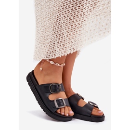 Kvinnors flip flops med klämmor på plattformen svart 1