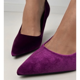 Violet Velor Pumpar på en hög häl violett 4