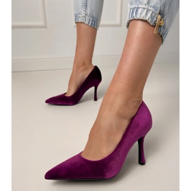 Violet Velor Pumpar på en hög häl violett 2