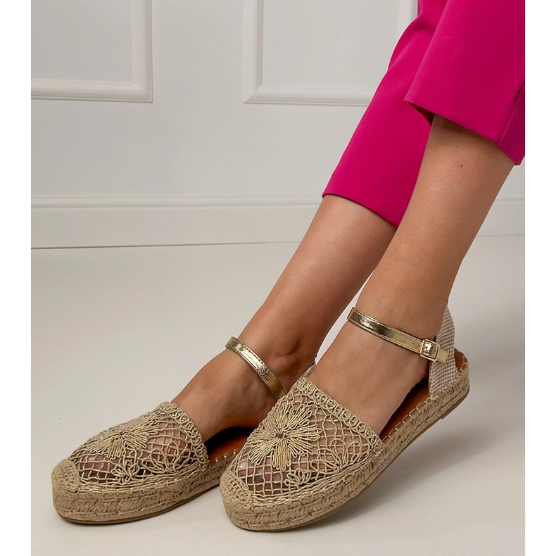 OpenWork Espadrilles Gold Sandals gyllene 1