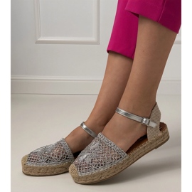 Silver Openwork Espadrilles Sandals 1