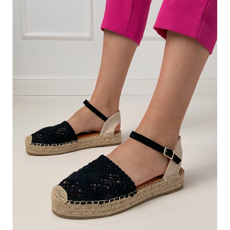 Svart espadrilles openwork sandaler 1