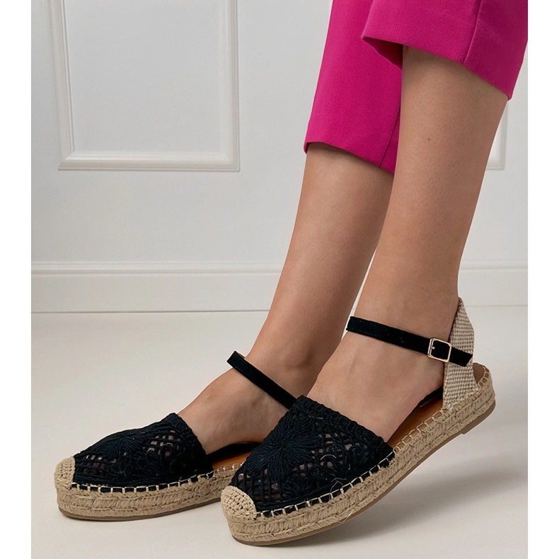 Svart espadrilles openwork sandaler 2