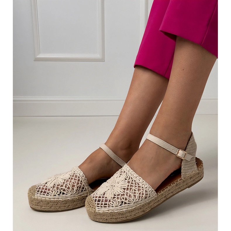 Beige Sandals Openwork Espadrilles 2