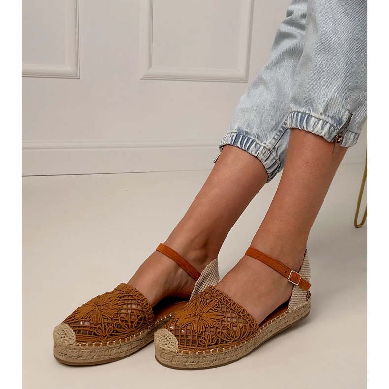Brun espadrilles openwork sandaler 1