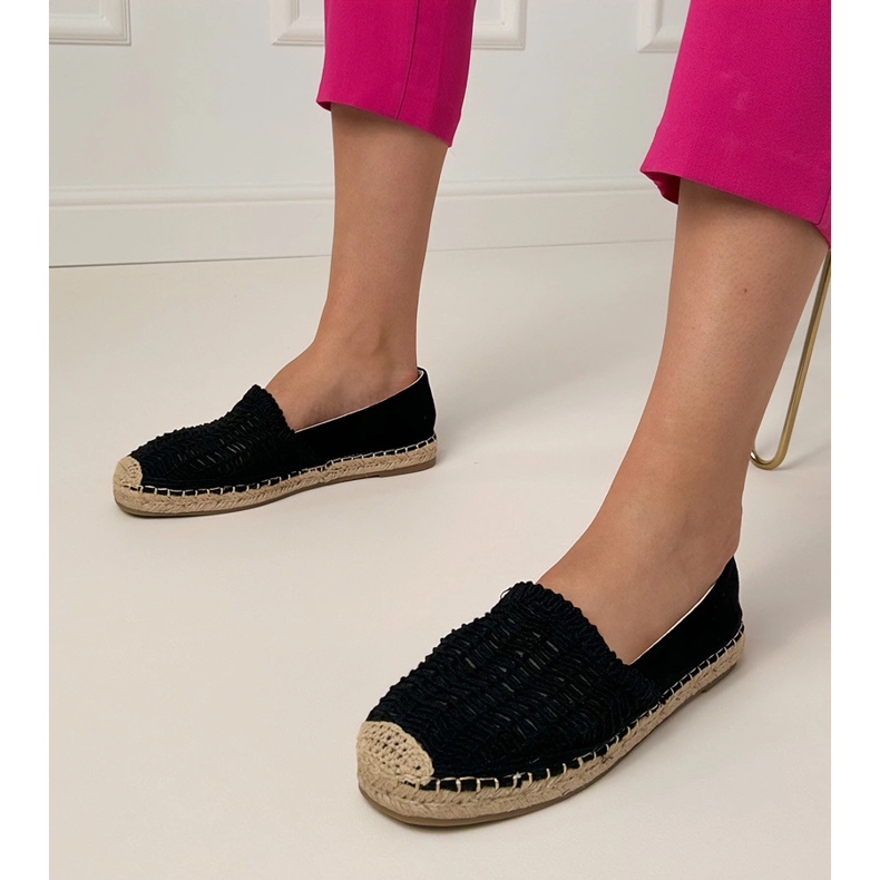 Black Openwork Espadrilles på plattformen svart 1