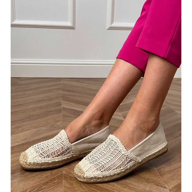 Beige OpenWork Espadrilles på plattformen 1