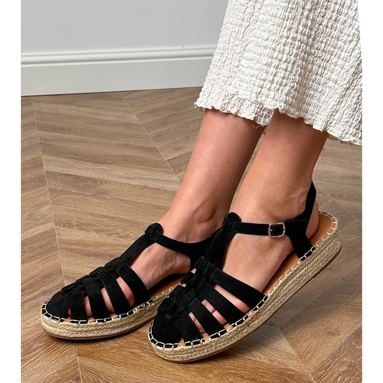 Svarta sandaler Espadrilles Gladiator från Ekozamszu 1