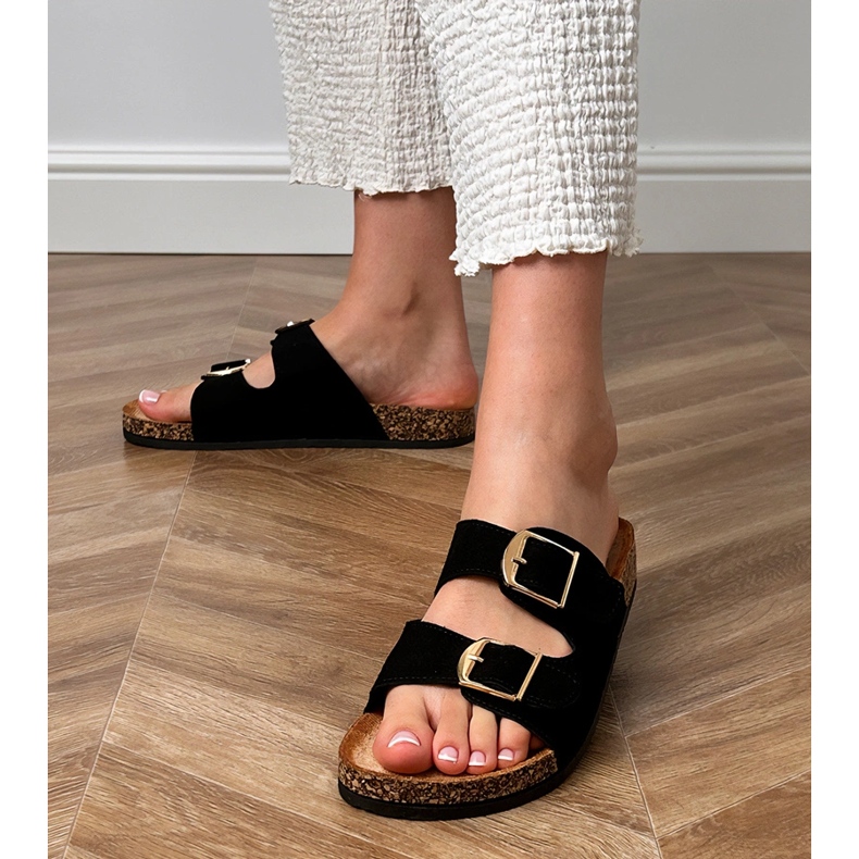 Svarta flip flops med korksula 1