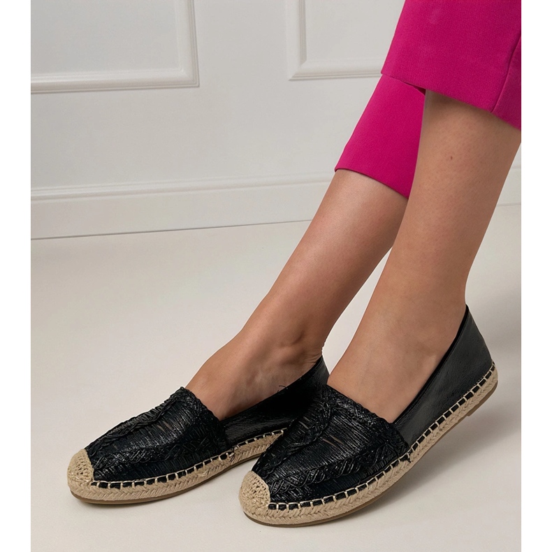 Black Openwork Espadrilles på plattformen svart 1