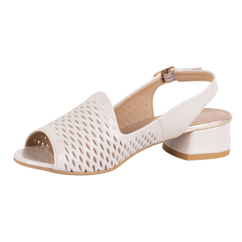 Olivier Women's Openwork Leather Sandals N1871 ECRU beige 1