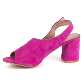 Olivier Kvinnors höga klackar N1818 Sandaler gjorda av naturliga mocka läder fuchsia rosa 1