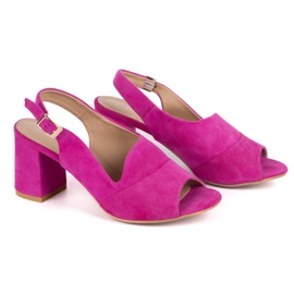 Olivier Kvinnors höga klackar N1818 Sandaler gjorda av naturliga mocka läder fuchsia rosa 2