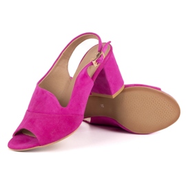 Olivier Kvinnors höga klackar N1818 Sandaler gjorda av naturliga mocka läder fuchsia rosa 3