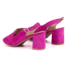 Olivier Kvinnors höga klackar N1818 Sandaler gjorda av naturliga mocka läder fuchsia rosa 4