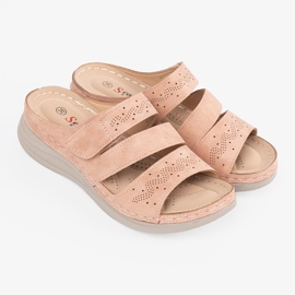 Seastar Ljusrosa flip flops på en låg kil 1