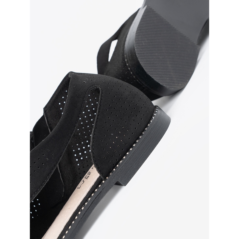 Goodin Black Openwork Flat Sandals svart 1