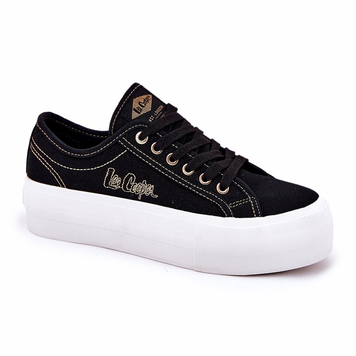 Kvinnors material sneakers på Lee Cooper LCW-25-31-3431L-plattformen svart 4