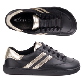 Sneakers barfota kvinnors kaia olivier - svarta läderskor 1