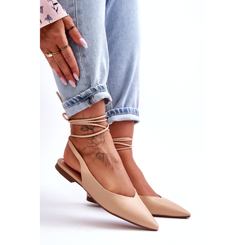 Kvinnors eko-delade nakna ballerinor beige 2