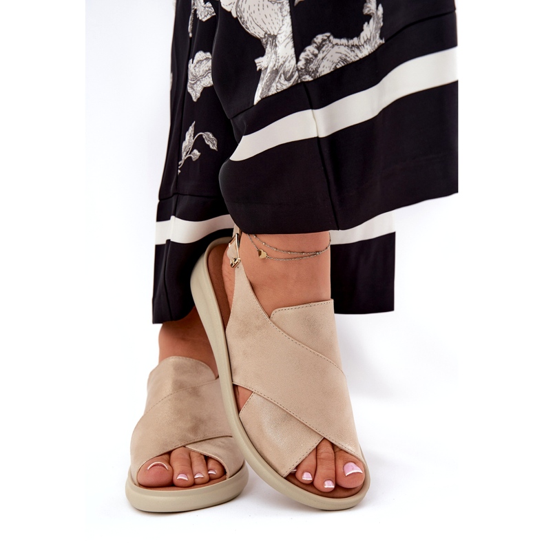 Jezzi Kvinnors sandaler från Eco-Leather Golden gyllene 3