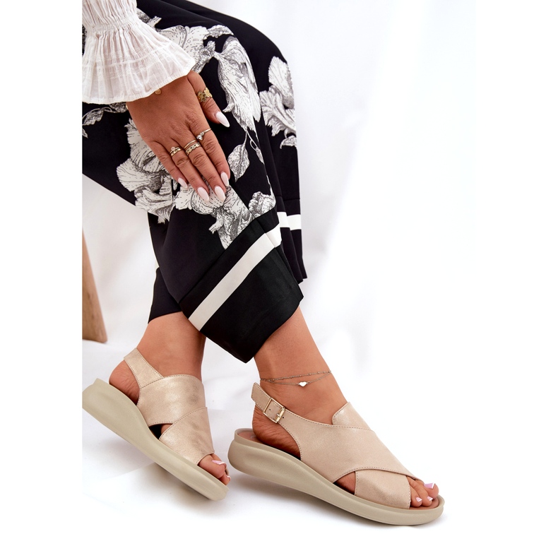 Jezzi Kvinnors sandaler från Eco-Leather Golden gyllene 5