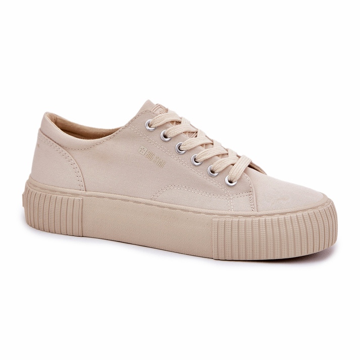 Kvinnors material sneakers Big Star RR274407 Beige 1