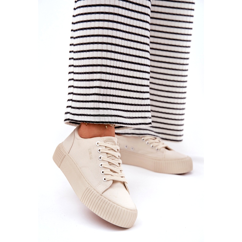 Kvinnors material sneakers Big Star RR274407 Beige 4