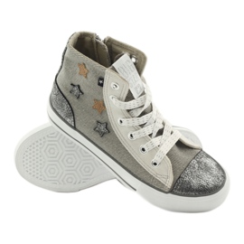Barns sneakers bundna i grå stjärnor 374068 Big Star 3