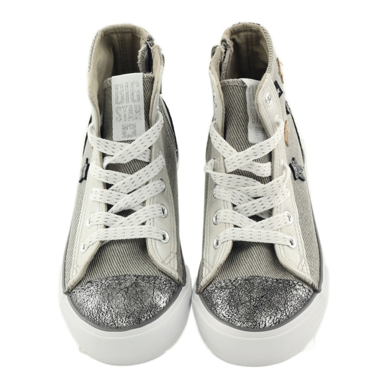 Barns sneakers bundna i grå stjärnor 374068 Big Star 4