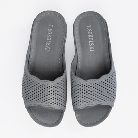 T.Sokolski Lädergrå flip flops 4