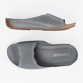 T.Sokolski Lädergrå flip flops 5