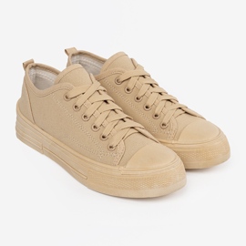 Beige låga kvinnors sneakers 4