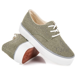 Kylie Sneakers Med Kristaller grön 2