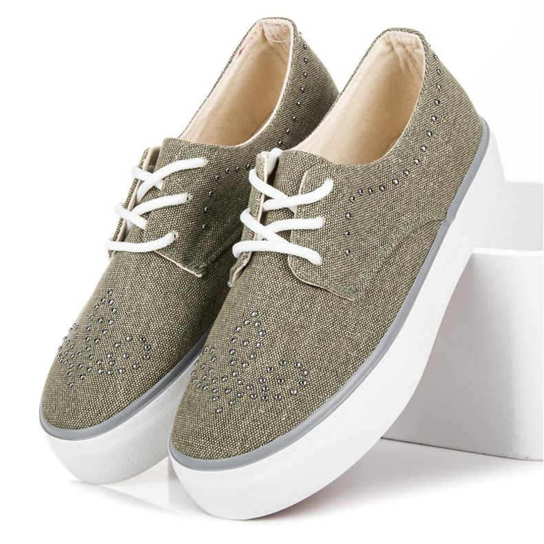 Kylie Sneakers Med Kristaller grön 1