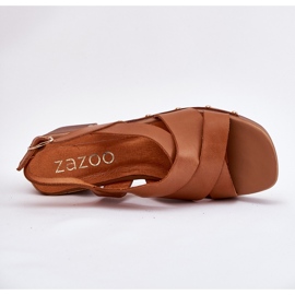 Lädersandaler på Zazoo 1081 Brown Post brun 8